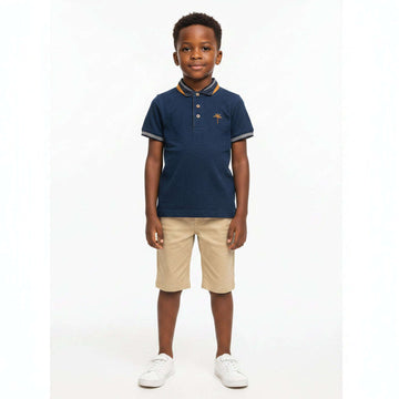 Navy Mandarin Smart Collar Polo Navy Nawao.com