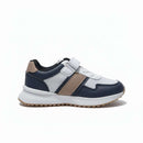 Navy Material Block Slim Runner Navy Nawao.com