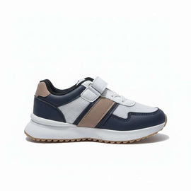 Navy Material Block Slim Runner Navy Nawao.com