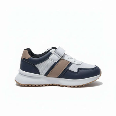 Navy Material Block Slim Runner Navy Nawao.com