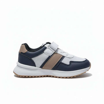 Navy Material Block Slim Runner Navy Nawao.com