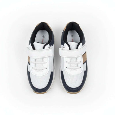 Navy Material Block Slim Runner Navy Nawao.com