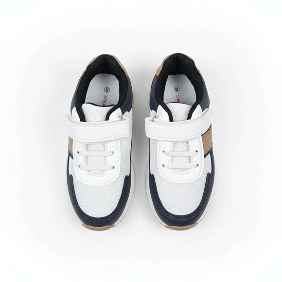 Navy Material Block Slim Runner Navy Nawao.com