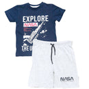 Navy Nasa Short Sleeve T Shirt And Shorts Pyjama Set Nawao.com