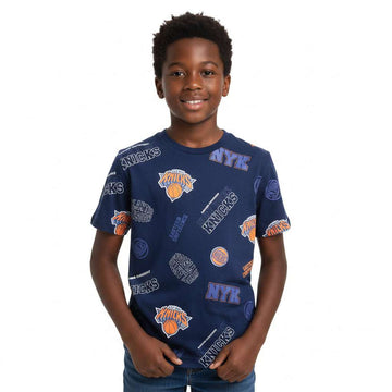 Navy Over Size Aop Ny Knicks T Shirt  Navy Nawao.com