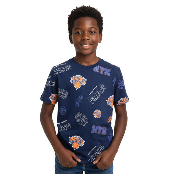 Navy Over Size Aop Ny Knicks T Shirt  Navy Nawao.com