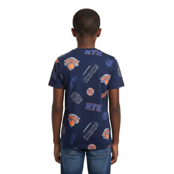 Navy Over Size Aop Ny Knicks T Shirt  Navy Nawao.com