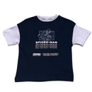 Navy Oversize Contrast Sleeve Spiderman T Shirt Nawao.com