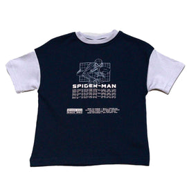Navy Oversize Contrast Sleeve Spiderman T Shirt Nawao.com