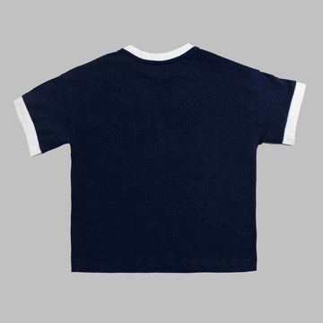 Navy Print Short Sleeve T Shirt Nawao.com