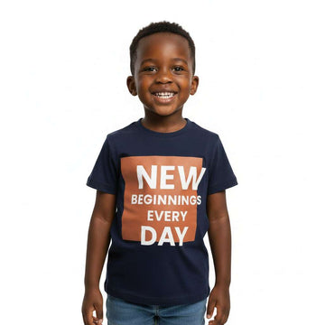 Navy Printed Short Sleeve T Shirt Navy Nawao.com