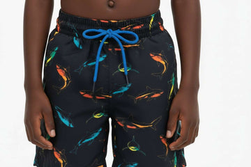 Navy Shark Aop Swim Shorts Navy Nawao.com