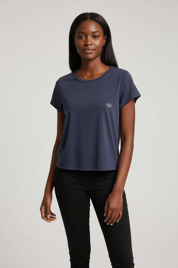 Navy Short Sleeve Active T Shirt Nawao.com