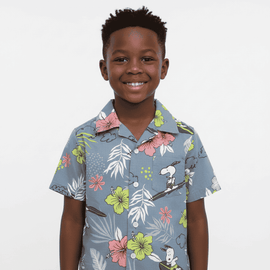 Navy Snoopy Aop Resort Shirt Navy Nawao.com