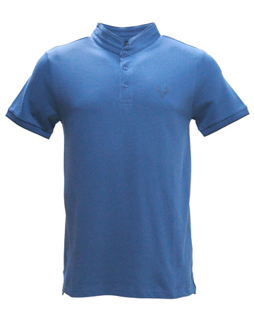 Navy Standup Color Polo Shirt With Chest Nawao.com