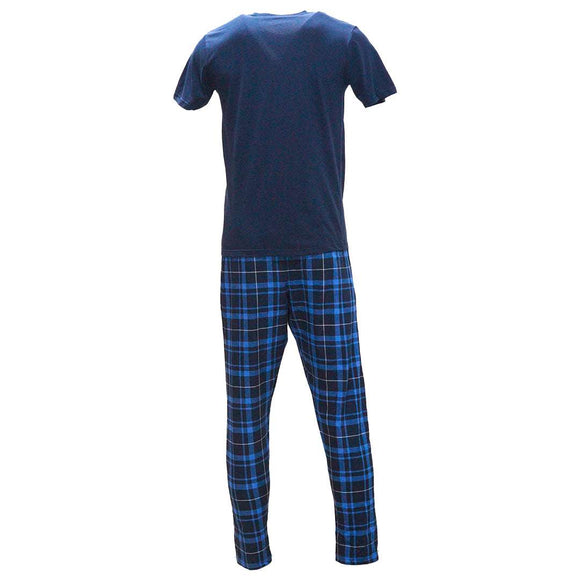 Navy T Shirt And Check Pyjama Set Navy Nawao.com