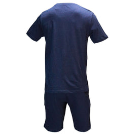 Navy T Shirt And Pyjama Shorts Set Navy Nawao.com