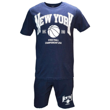 Navy T Shirt And Pyjama Shorts Set Navy Nawao.com