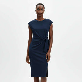 Navy Tie Jersey Shift Dress Nawao.com