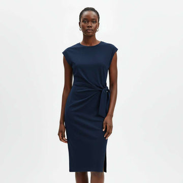 Navy Tie Jersey Shift Dress Nawao.com
