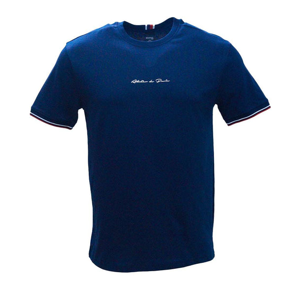 Navy Tipped T Shirt With Logo Navy Nawao.com
