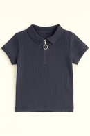 Navy Zip Placket Polo Shirt Navy Nawao.com