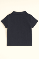 Navy Zip Placket Polo Shirt Navy Nawao.com