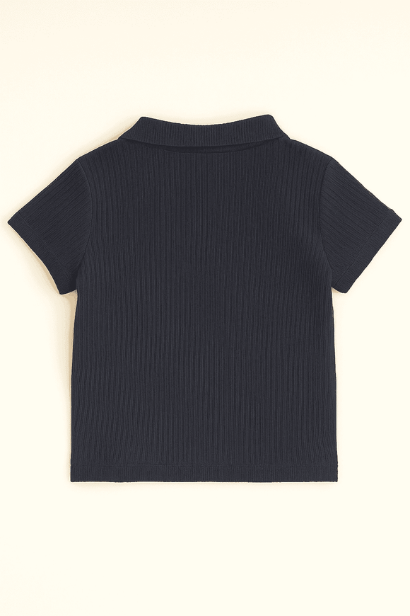 Navy Zip Placket Polo Shirt Navy Nawao.com