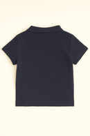 Navy Zip Placket Polo Shirt Navy Nawao.com