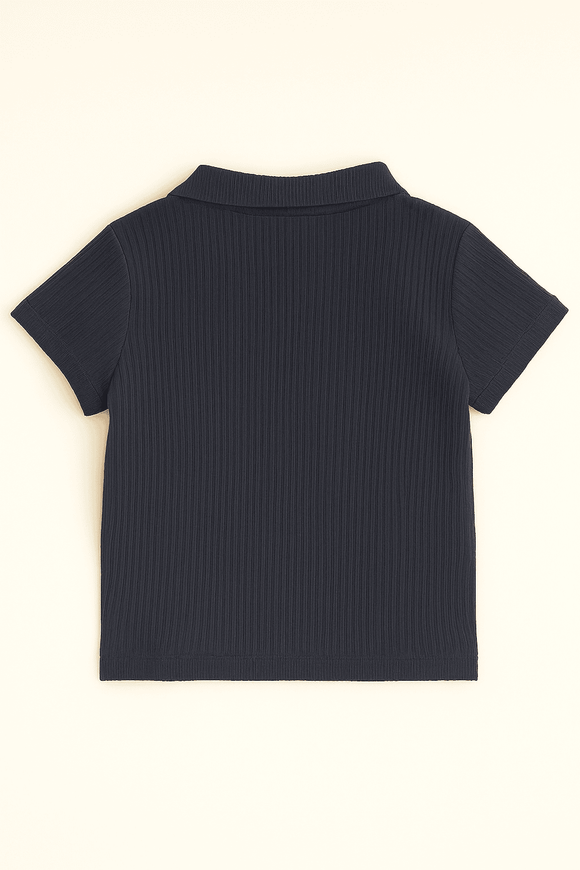 Navy Zip Placket Polo Shirt Navy Nawao.com