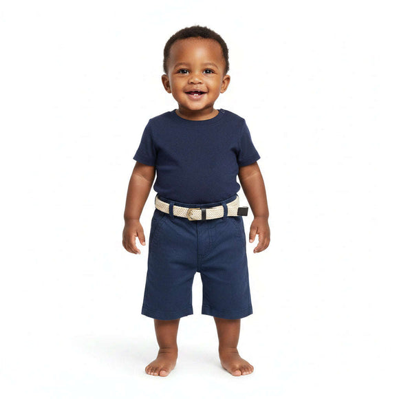 Navye Belted Twill Shorts Navy 3 6 Months Nawao.com