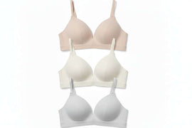 Nude Ivory Grey 3 Pack Non Wired Bras Assorted Nawao.com