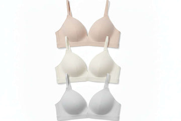 Nude Ivory Grey 3 Pack Non Wired Bras Assorted Nawao.com