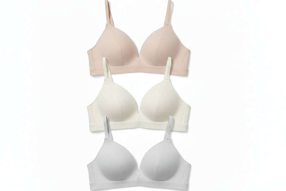 Nude Ivory Grey 3 Pack Non Wired Bras Assorted Nawao.com