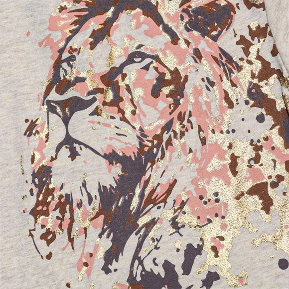 Oatmeal Foil Print Short Sleeve T Shirt Nawao.com