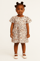 Off White Floral Aop Frill Sleeve Woven Dress White Nawao.com