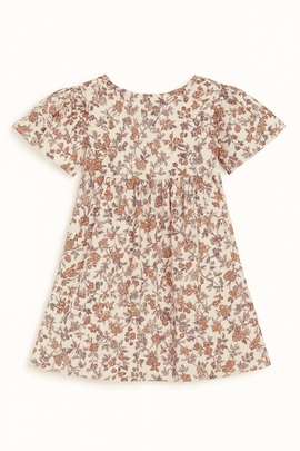 Off White Floral Aop Frill Sleeve Woven Dress White Nawao.com