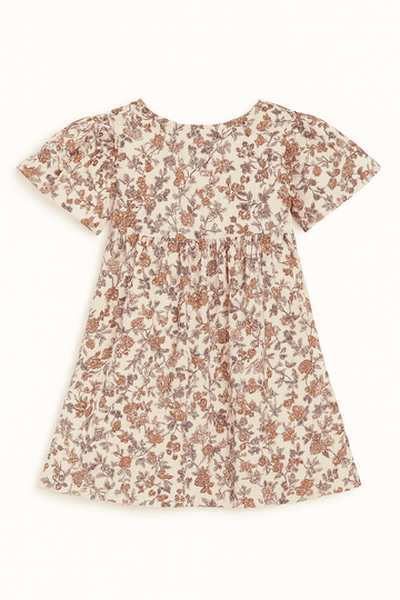 Off White Floral Aop Frill Sleeve Woven Dress White Nawao.com