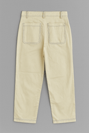 Off White Poplin Wideleg Pants With Contrast Top Stitch Nawao.com