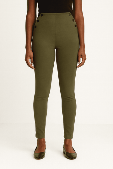 Olive Criss Cross Elastic Waistband Legging Nawao.com