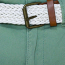 Olive Dobby Fabric Belted Trouser Nawao.com