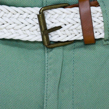 Olive Dobby Fabric Belted Trouser Nawao.com