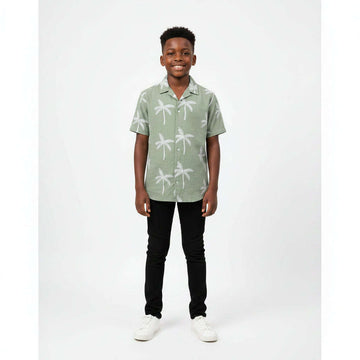 Olive Emb Casual Shirt With T Shirt  Cord  Green Nawao.com