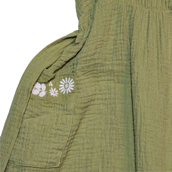 Olive Front Placket Dress Nawao.com