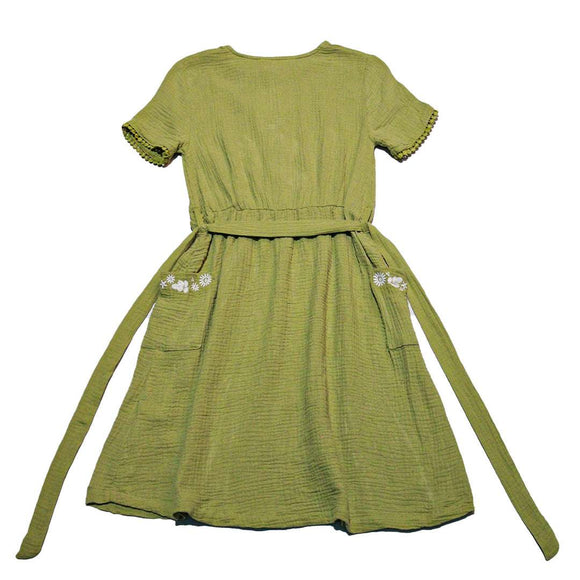 Olive Front Placket Dress Nawao.com