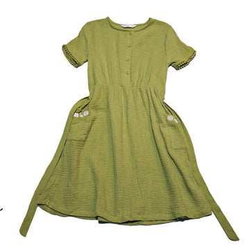 Olive Front Placket Dress Nawao.com
