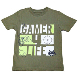 Olive Gamer Printed Short Sleeve T Shirt Dark Green 5 6 Years Nawao.com
