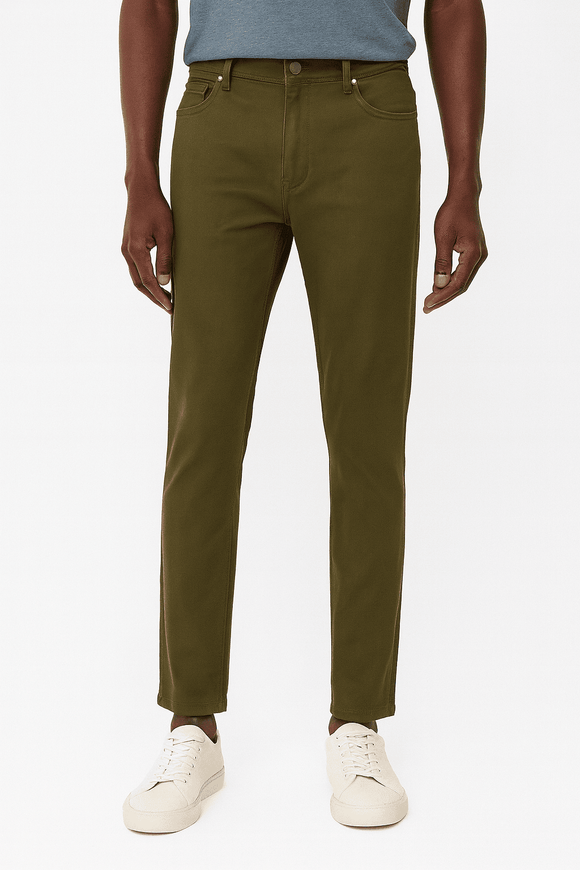Olive Green 5 Pocket Slim Fit Trouser Nawao.com