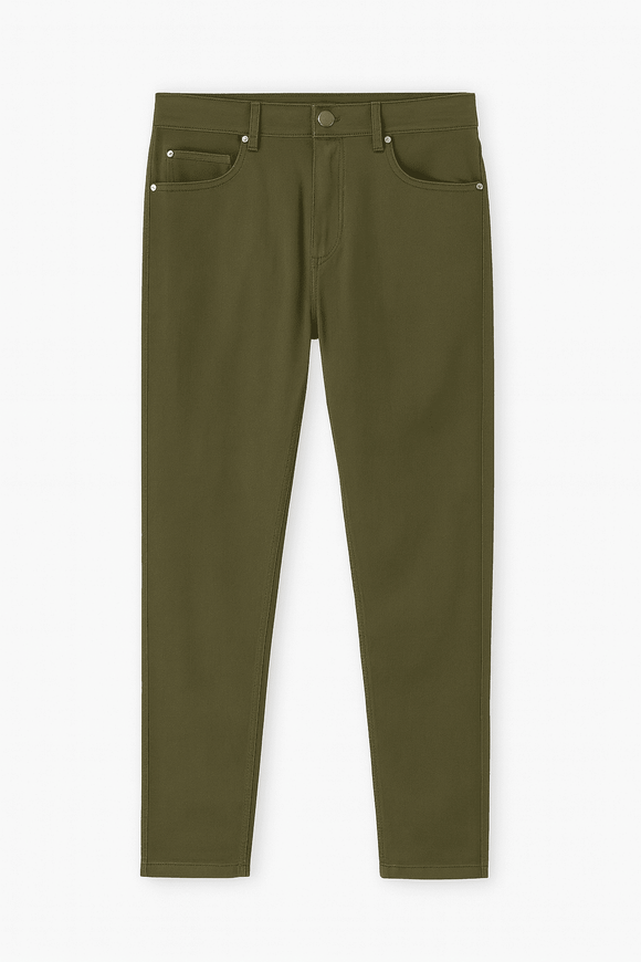 Olive Green 5 Pocket Slim Fit Trouser Nawao.com