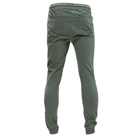 Olive Green Twill Joggers Dark Green Nawao.com